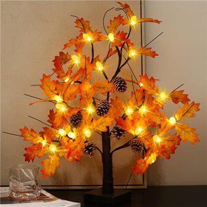 2 Pcs Maple Tree Light for Fall Thanksgiving  |  24"/2FT Lighted Maple Tree